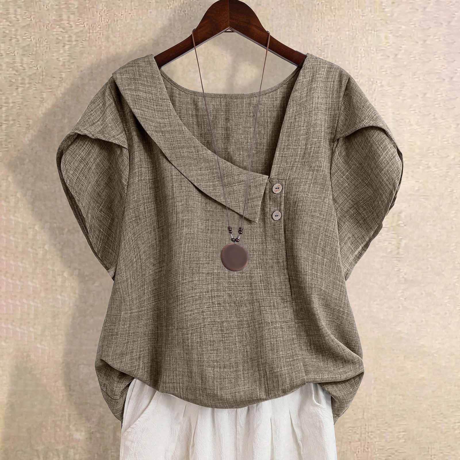 Womens Small Slant-Neck Solid-Color Plus-Size Top