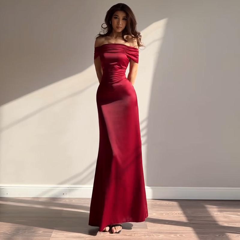 Hot Girl Off-shoulder Party Elegant Dress