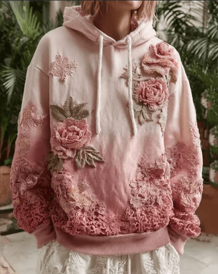 Vintage Hooded Jacket Versatile Lace-up Printed Sweatshirt