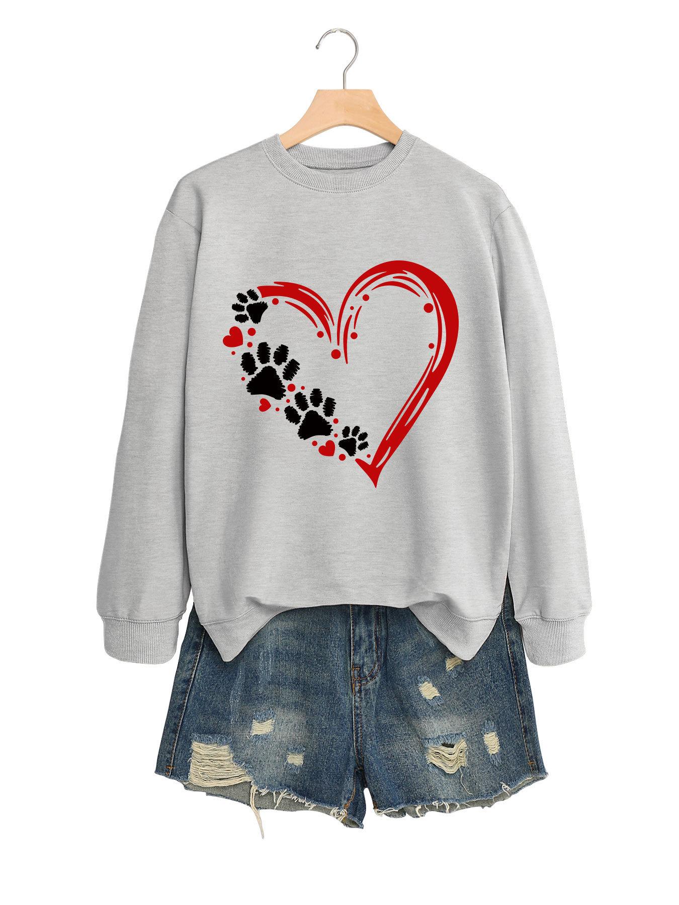 Fashionable Trendy Versatile Womens Top With Heart And Footprint Designs