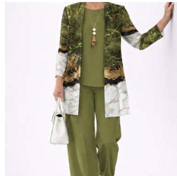 Printed Cardigan Jacket With Solid Color Inner Strap Casual Pants