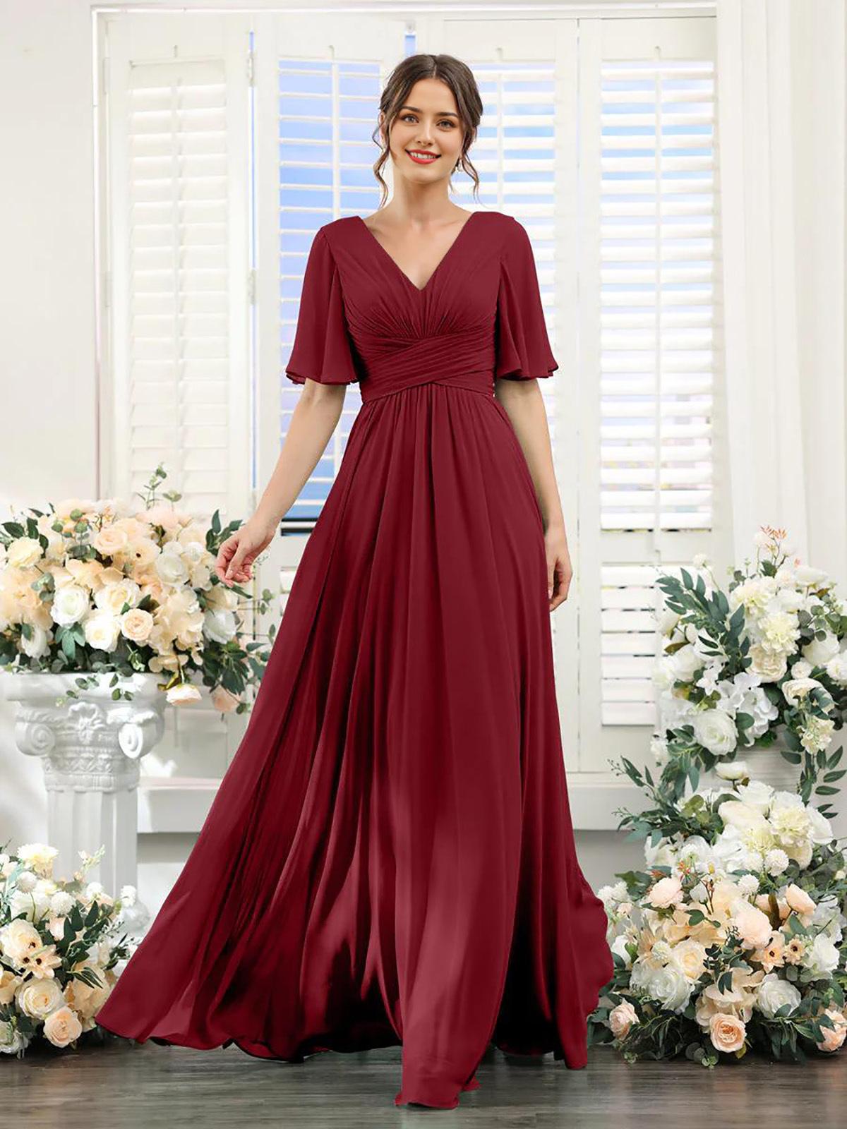 Split Mixed Satin Banquet Evening Long Dress