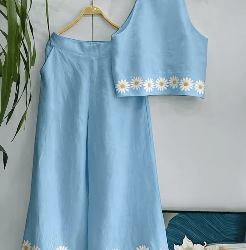 Simple Two-piece Set Of Suspender Wide-leg Pants For Women