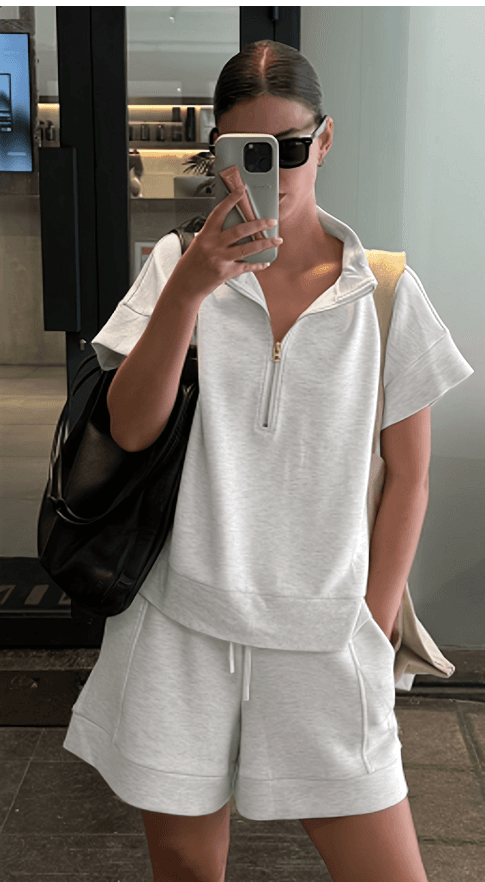 Half-zip Stand-up Collar Casual Suit