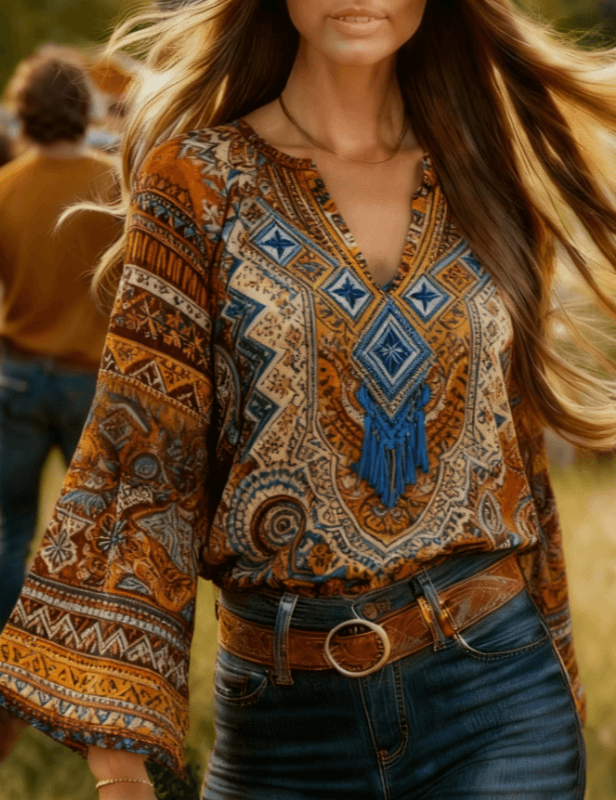 Women's Bohemian Retro Floral T-Shirt