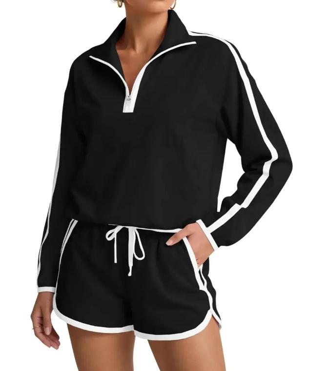 Color-block Striped Shorts Two-piece Set