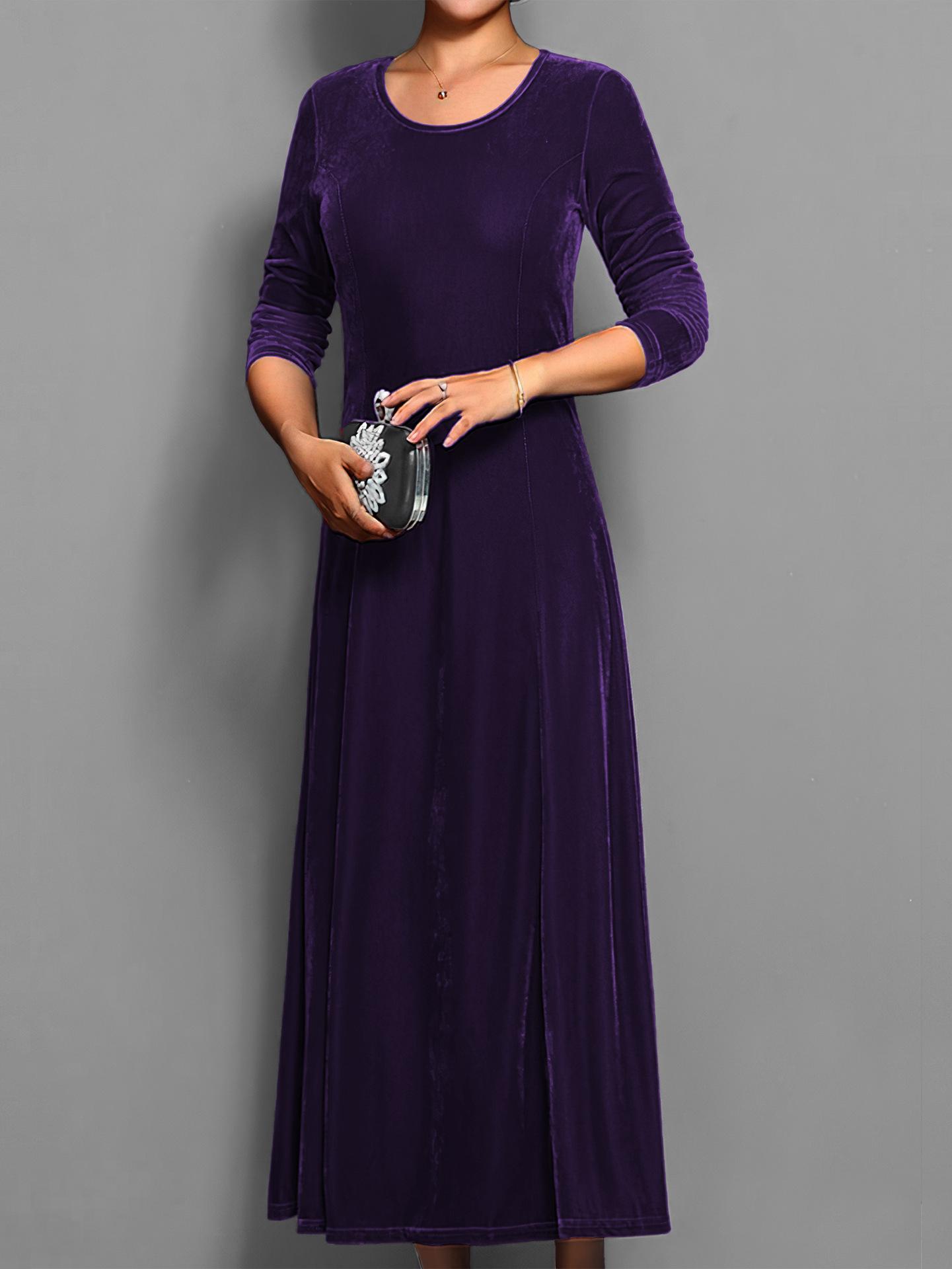 Women's Solid Color Velvet Dress