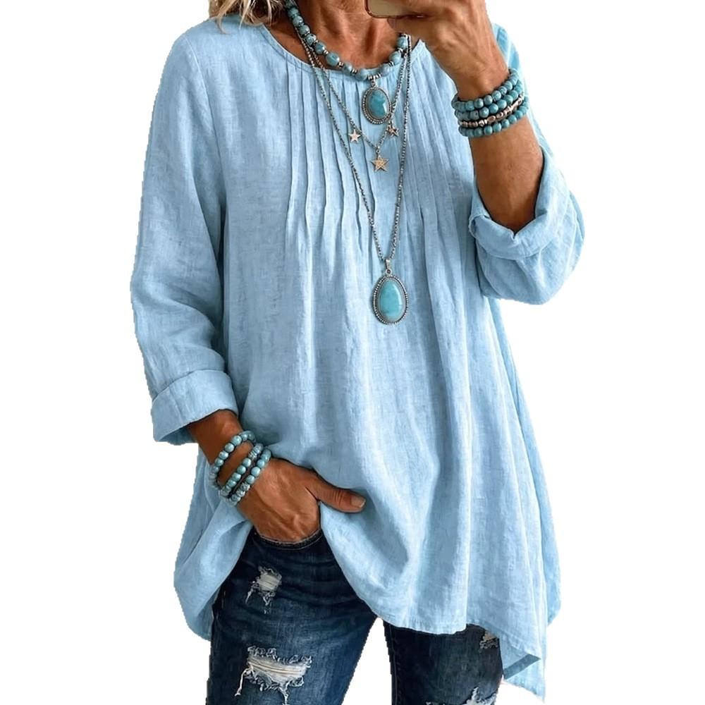 Womens Casual Crew-neck Long-sleeve Top