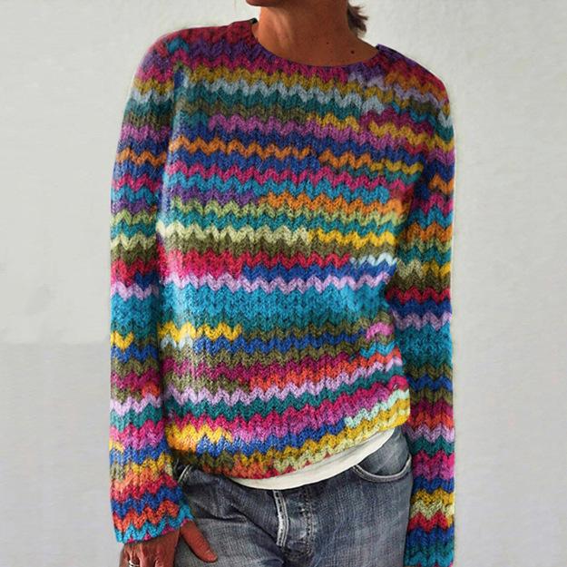 Women's Printed Wear Crew Neck Casual Sweater