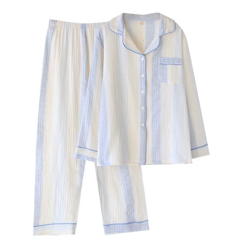 Cotton Yarn Dream Striped Home Wear Long-sleeved Trousers Pajamas