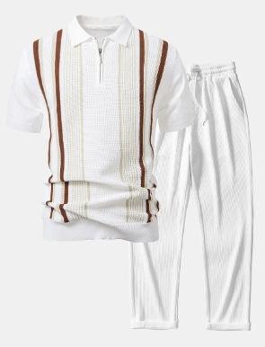 Casual Loose-fit Beach Set Four-way Stretch Short-sleeve Shirt And Shorts Set