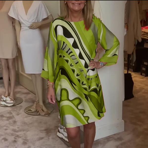 Printed Fashion Casual Round-neck Long-sleeved Dress