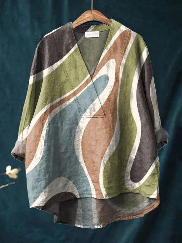 Fashion Digital Printing Large Wide V-neck Top