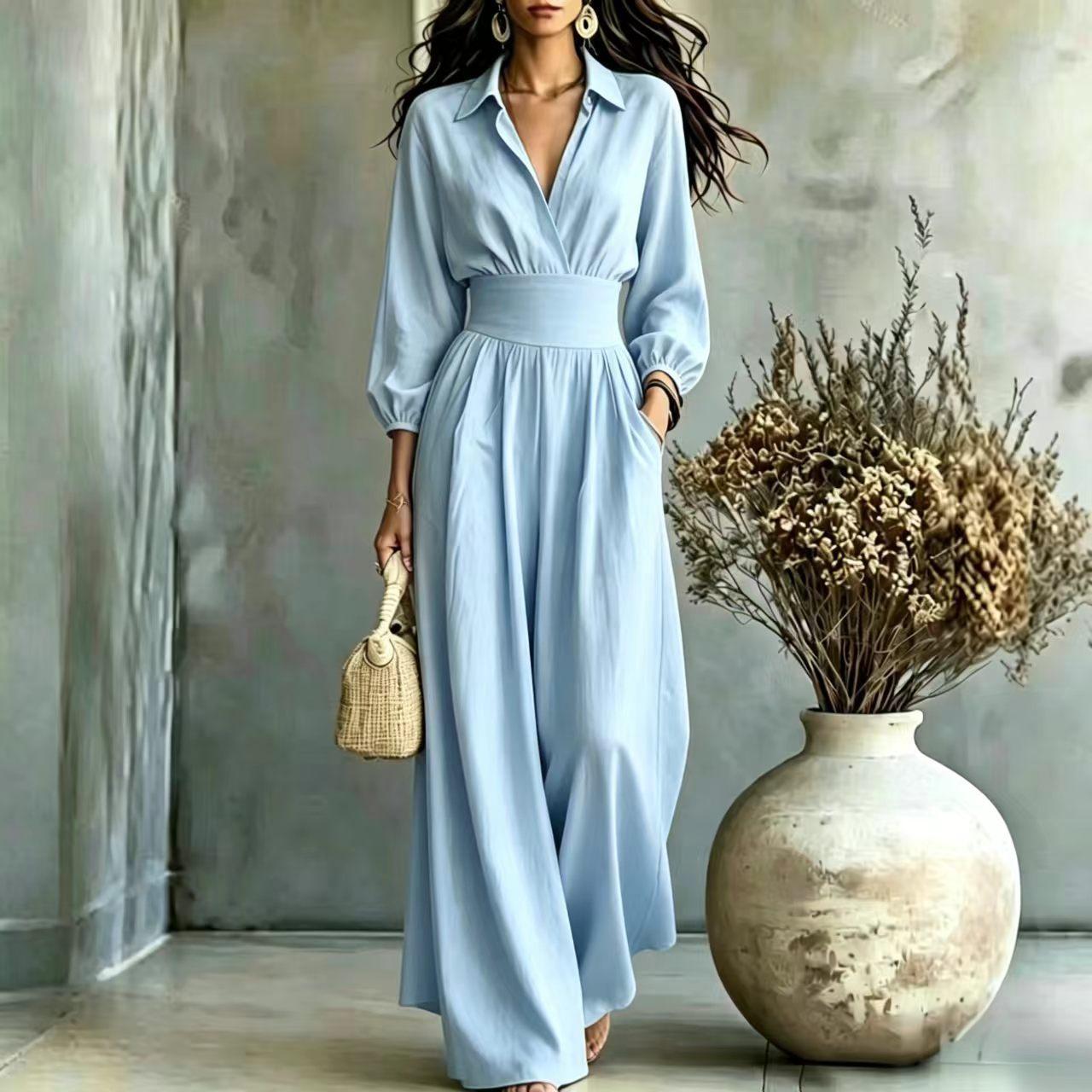 Cinched-waist Elegant Womens Jumpsuit