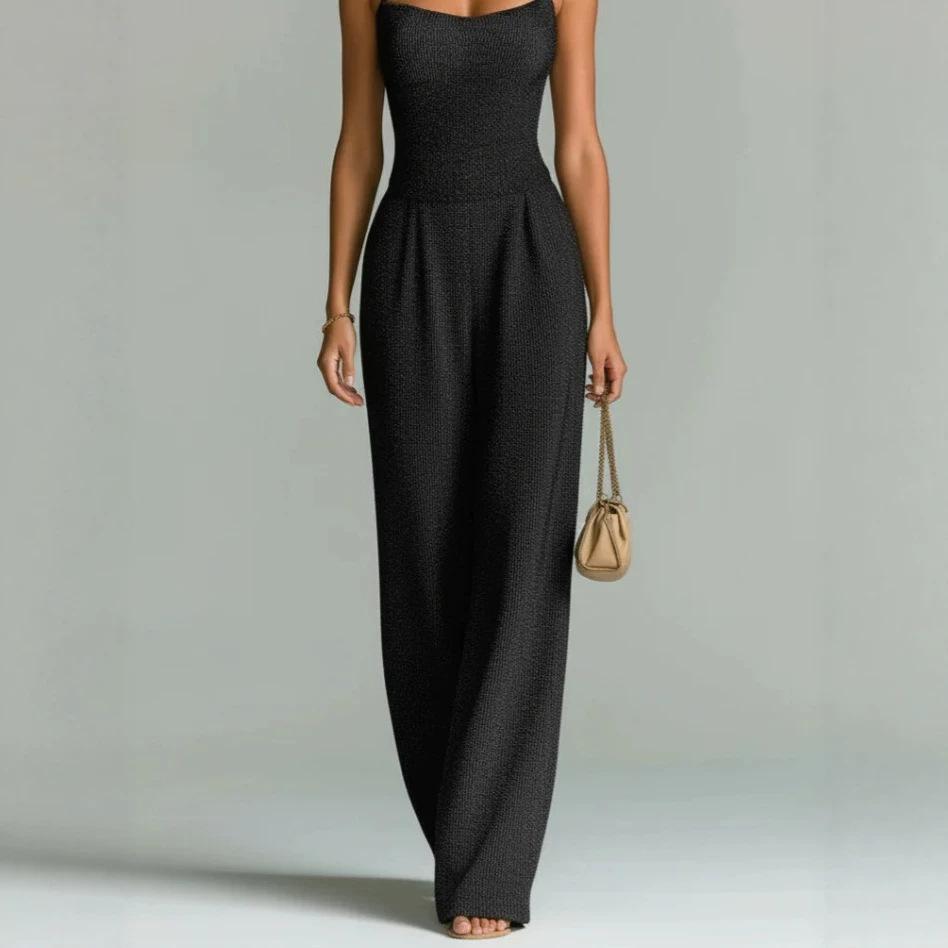 Women's Casual Ribbed-Texture Sleeveless Solid Color Jumpsuit