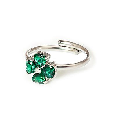 Stainless Steel Flower-shaped Zircon Adjustable Ring For Women