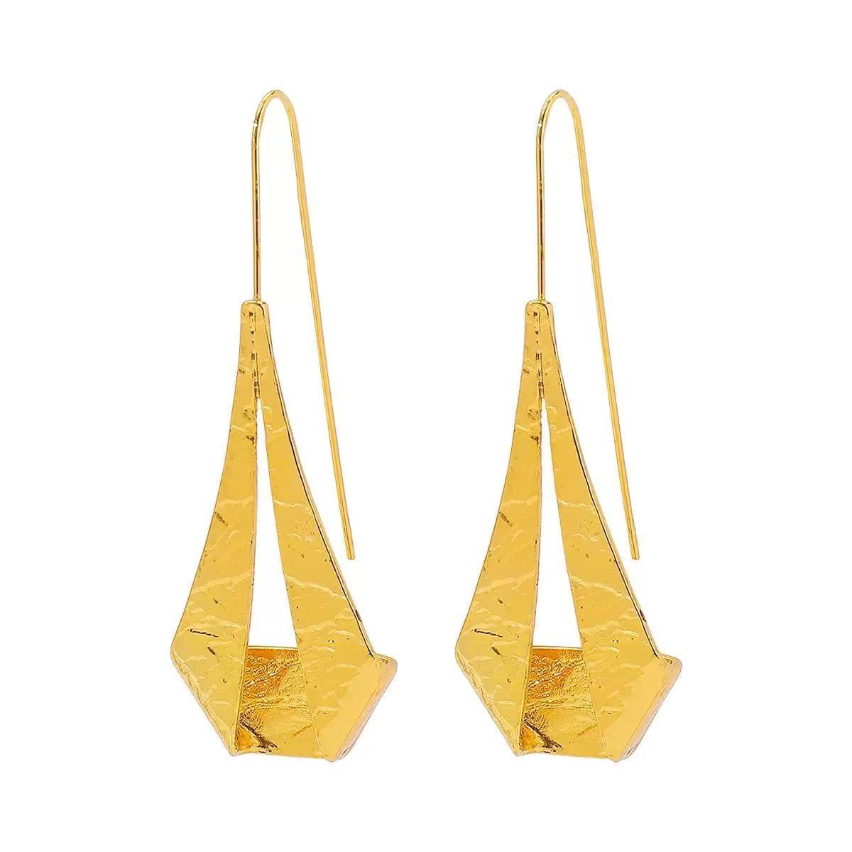 Geometric Three-Dimensional Hammered-Effort Earrings For Women