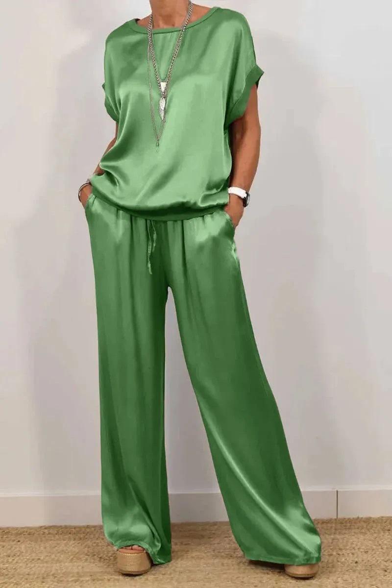 Spring And Summer New Trend Loose Shirt Wide Leg Pants Casual Suit