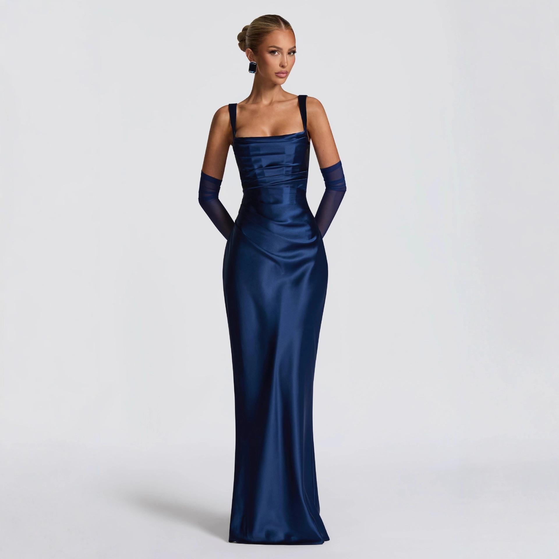 Women's Sleeveless Sling Solid Color Slim Dress