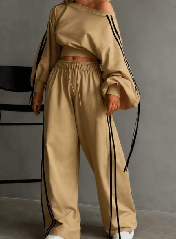 Drapey Wide-Leg Pants Casual Set
