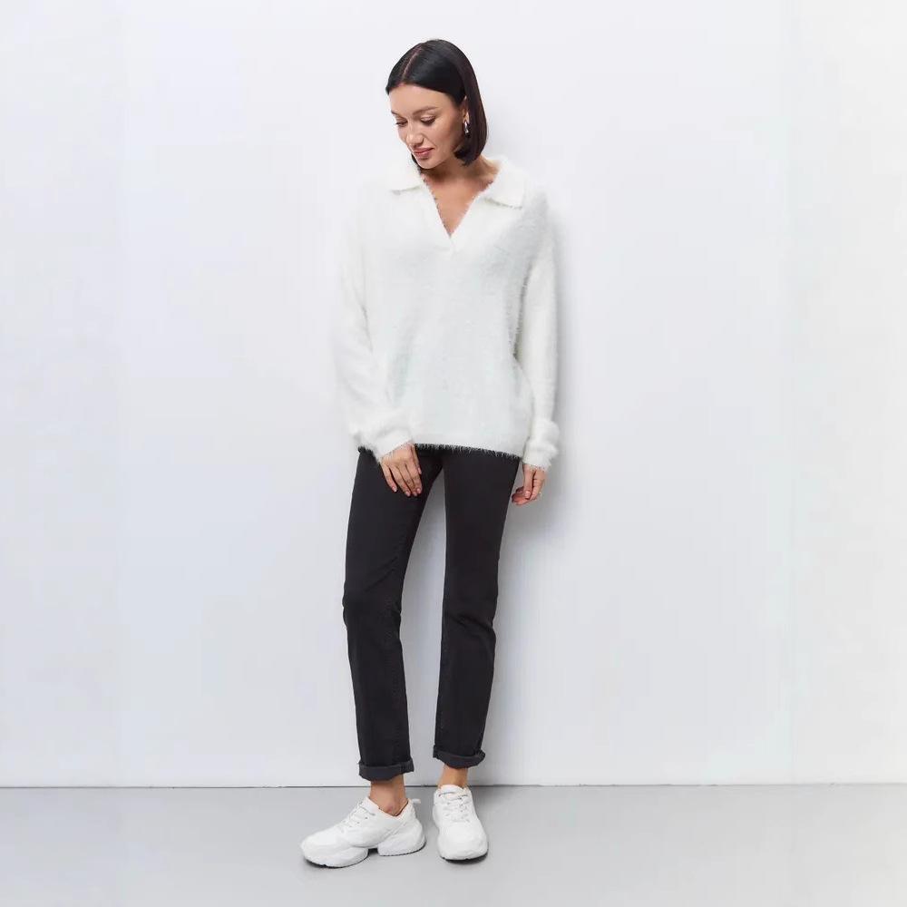 Womens AutumnWinter Mock Mink-Feel Knitted Turtleneck Sweater In A Relaxed Plus-Size Fit