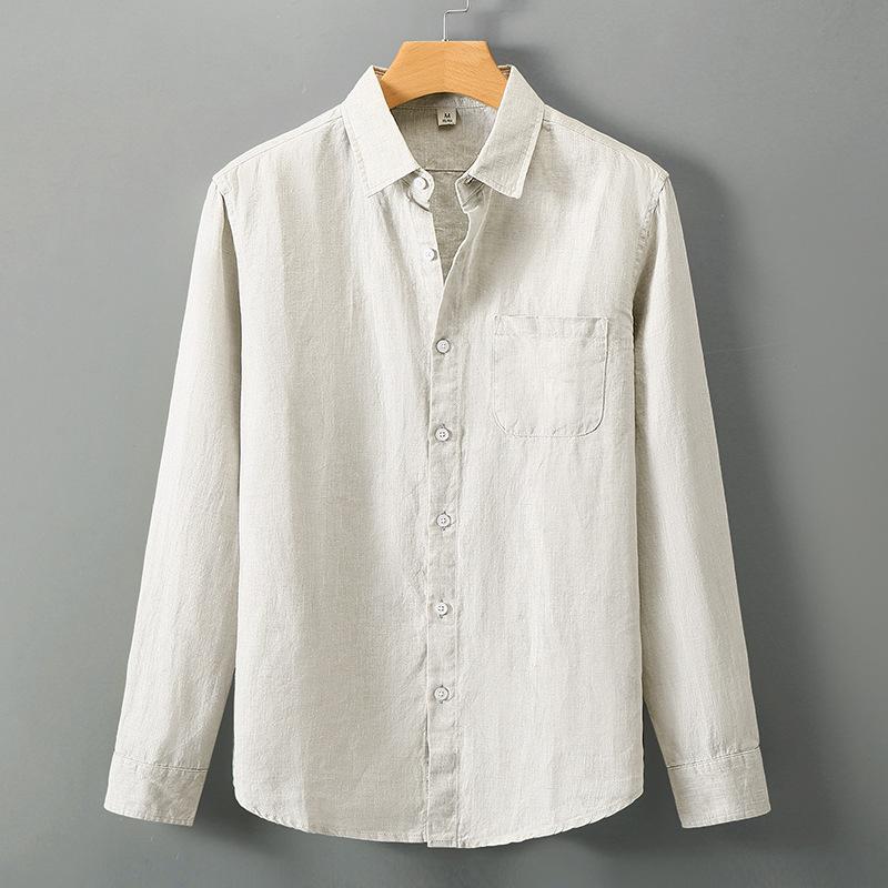 Solid-color High-end Sun-protection Linen Shirt For Men