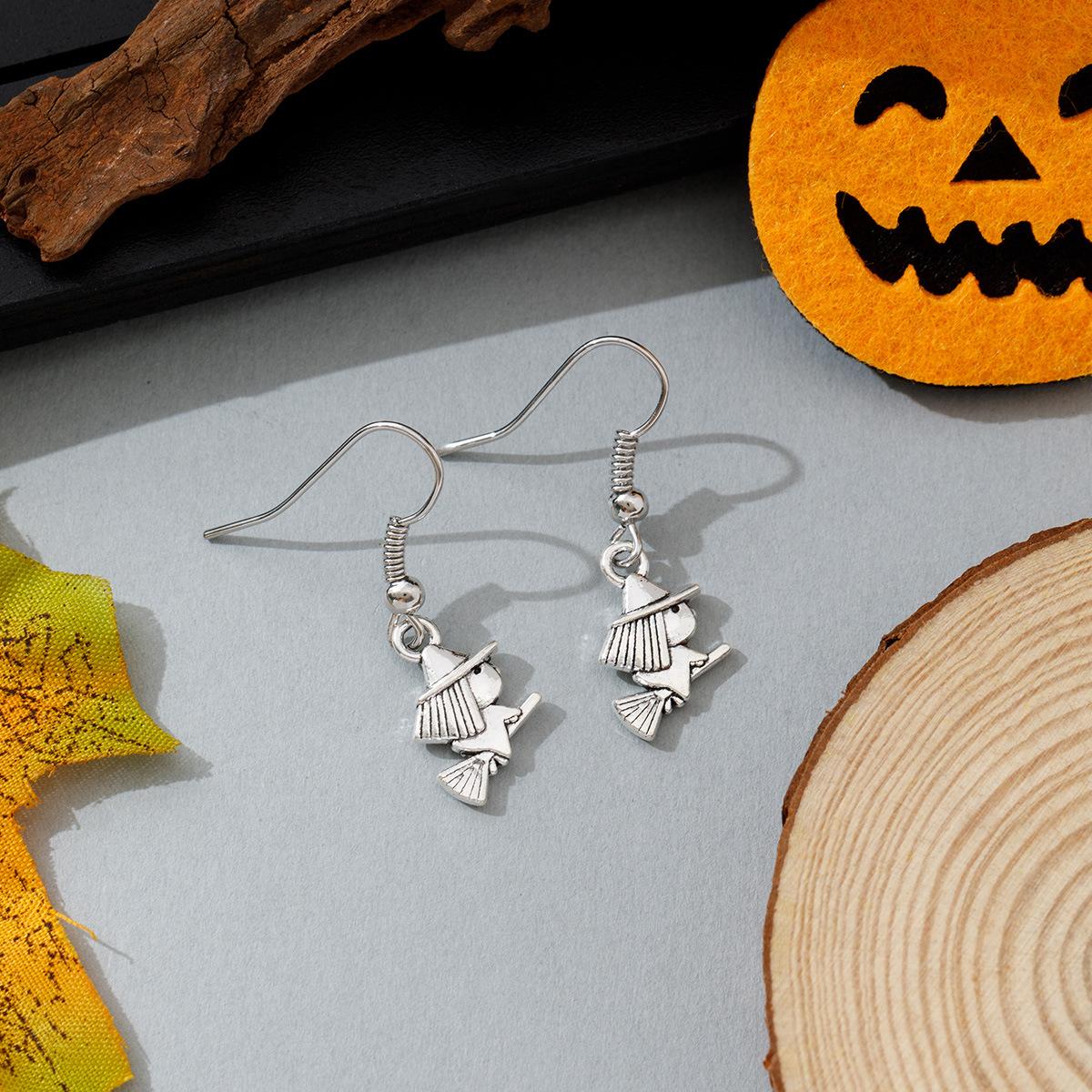 Horror Bat Pumpkin Skull Earrings Womens European And American Style Fashion