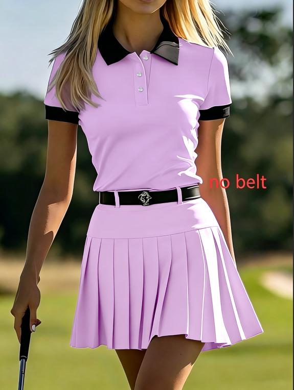 Pleated Short Skirt Set Without Belt