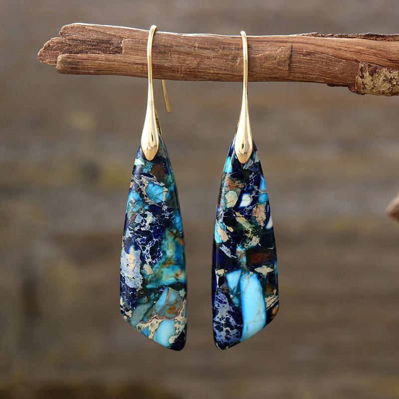 Bohemian Emperor Stone Geometric Pendant Earrings