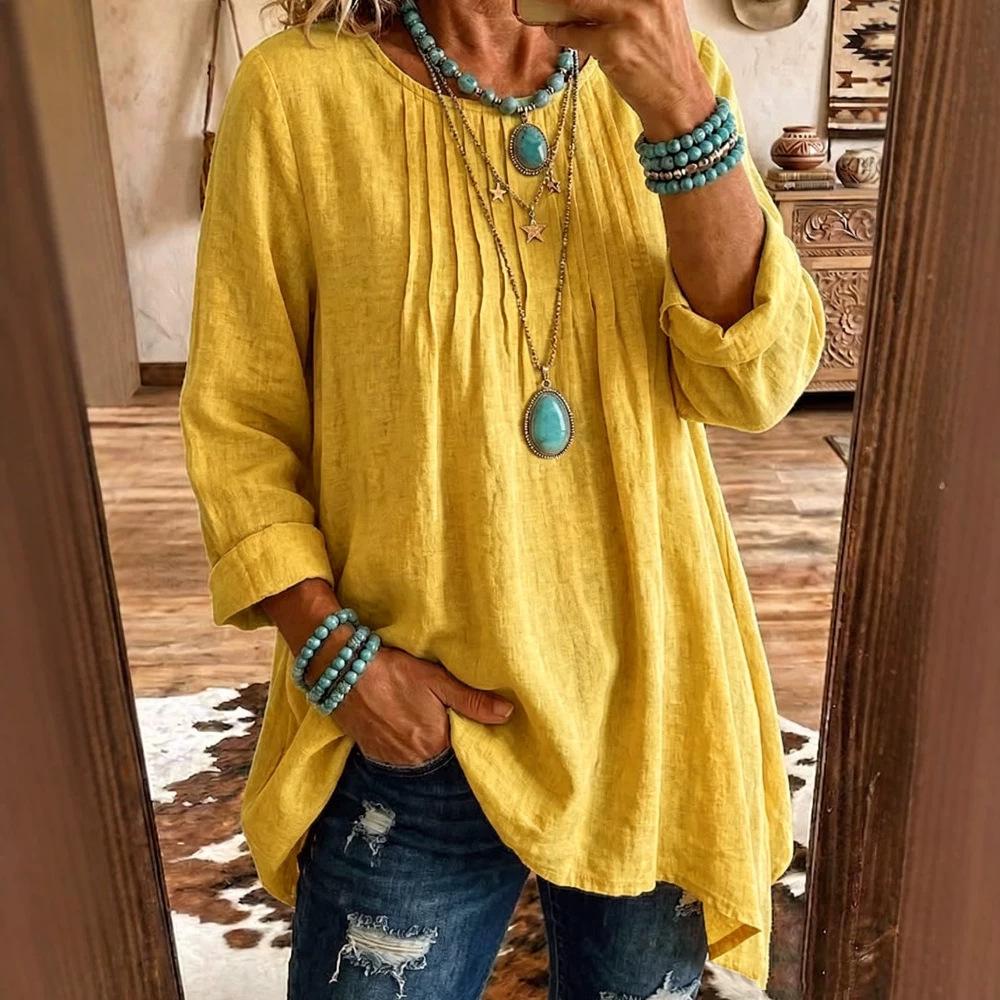 Womens Casual Crew-neck Long-sleeve Top