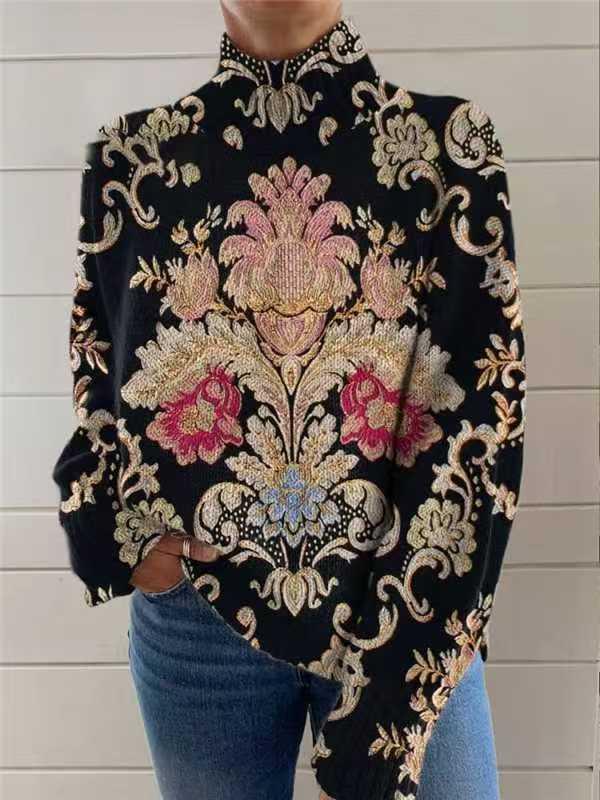 Women's Christmas Printed Turtleneck Sweater