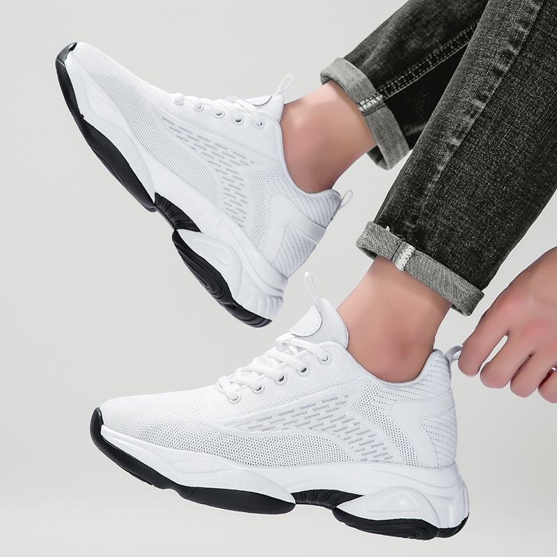 Lace-up Flyknit Mesh Height-increasing Casual Sports Shoes