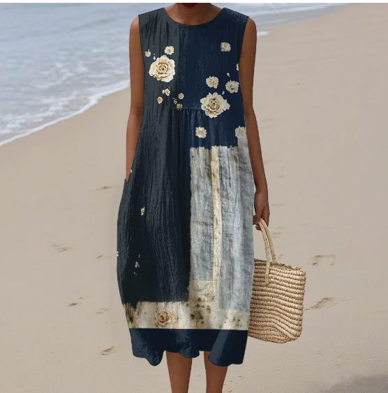 Women's Sleeveless Casual Printed Temperament Dress