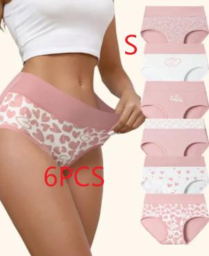 High-waisted Pure-cotton Cute Girls And Womens Tummy-control Briefs