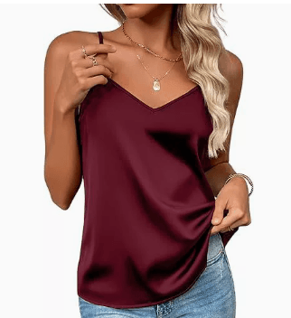 New Women's Silk Adjustable Spaghetti Strap Tank Top Loose