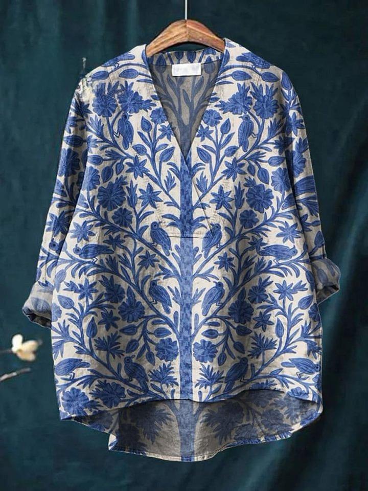Fashion Digital Printing Large Wide V-neck Top