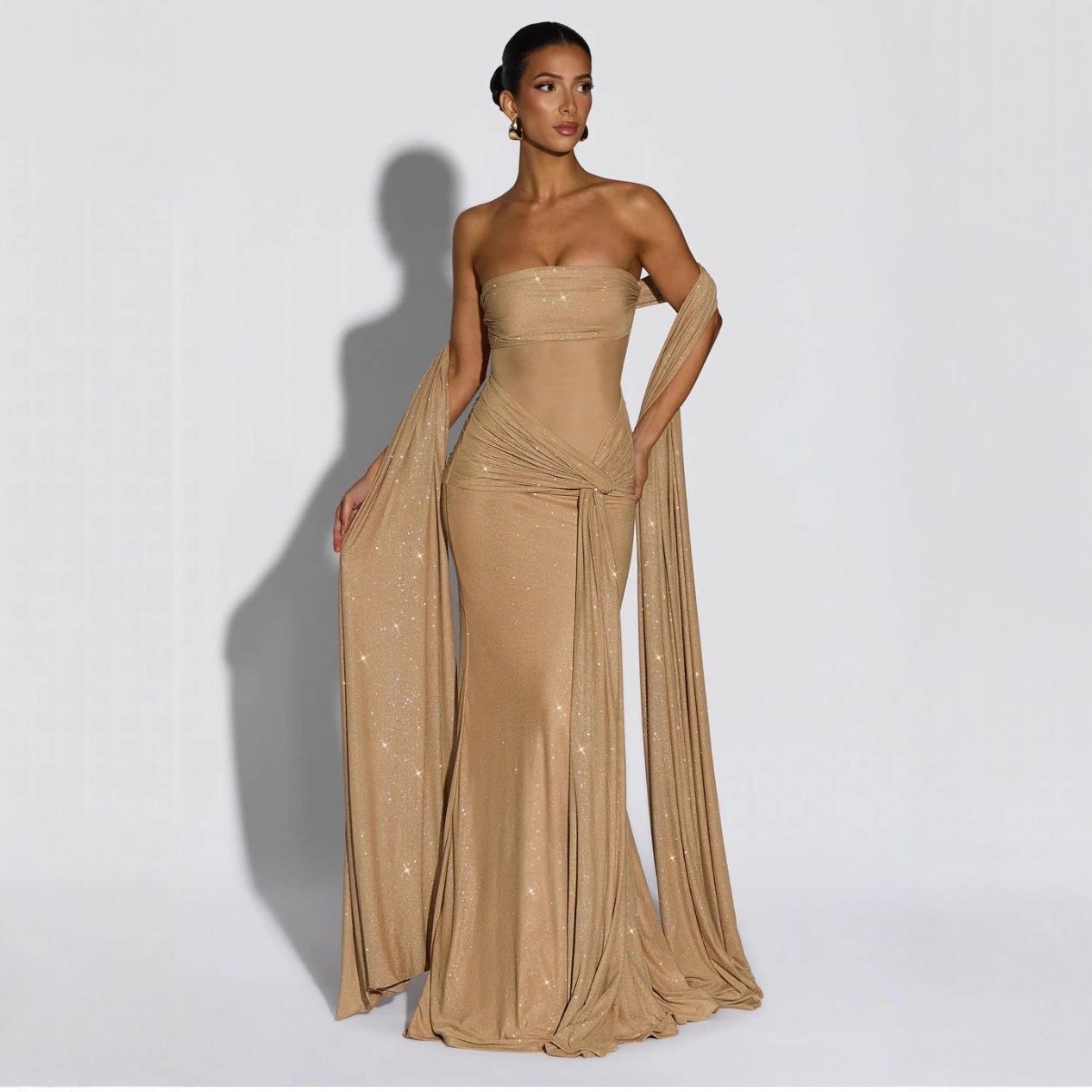 GY26147 Fashion Sequin Sexy Tube Top Dress