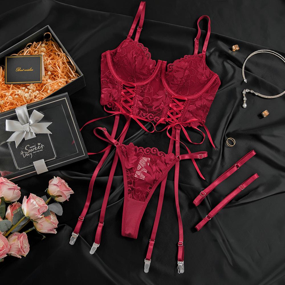 Women's Red Lace Lingerie Set