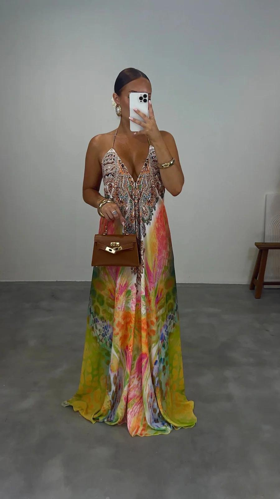 Women's Sleeveless Printed Maxi Dress