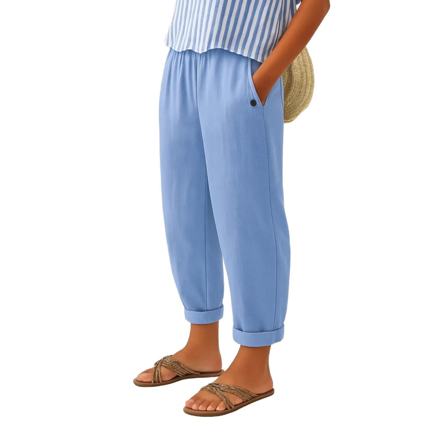Womens Casual Pants With Digital 3D-printed Buttons