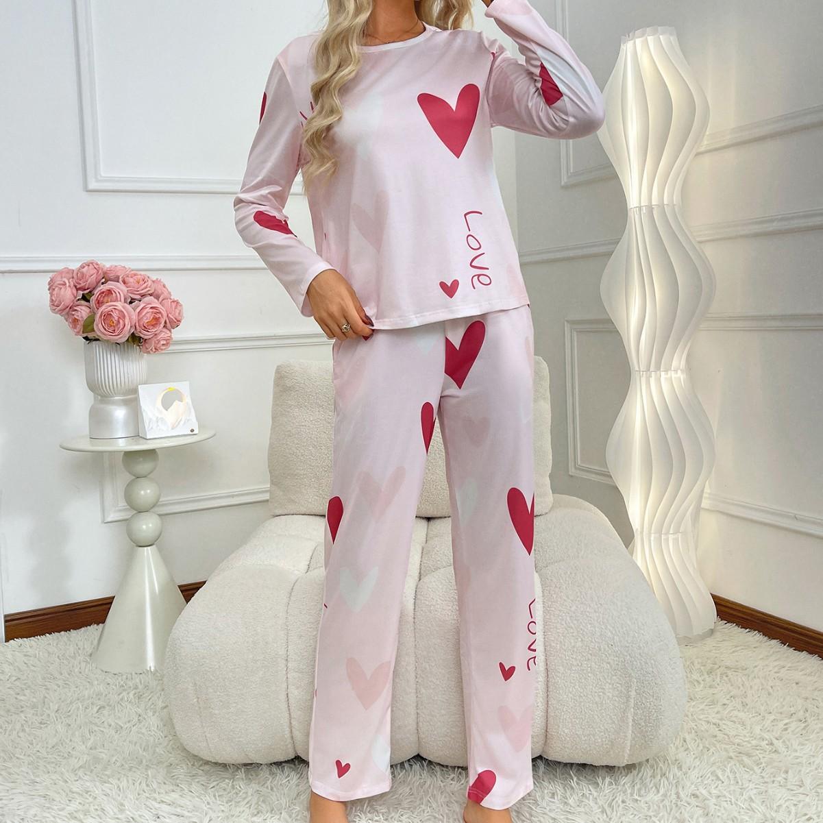 Love Print Long Sleeve Pants Simple Two-piece Set