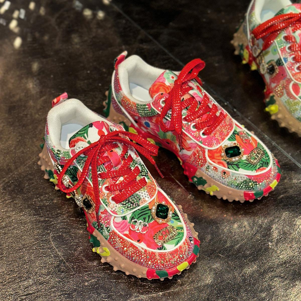 Rhinestone Durian Shoes Womens Casual Sneakers
