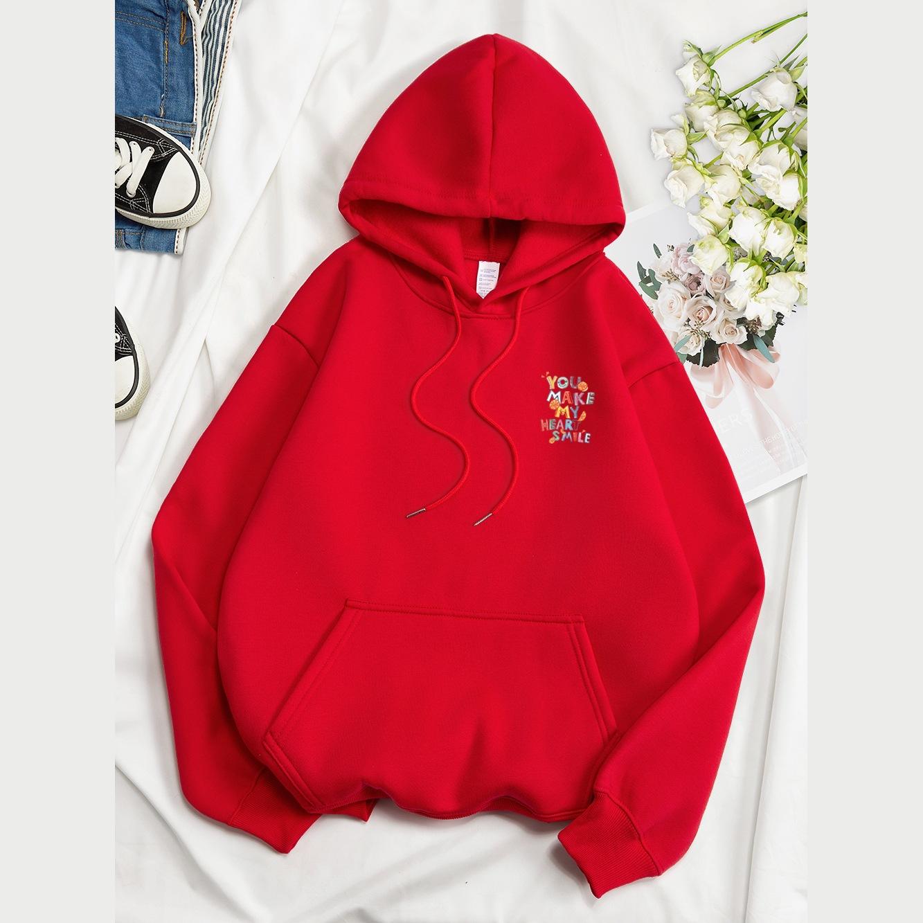 Fruit And Letter Graphic Casual Hoodie That Makes My Heart Smile
