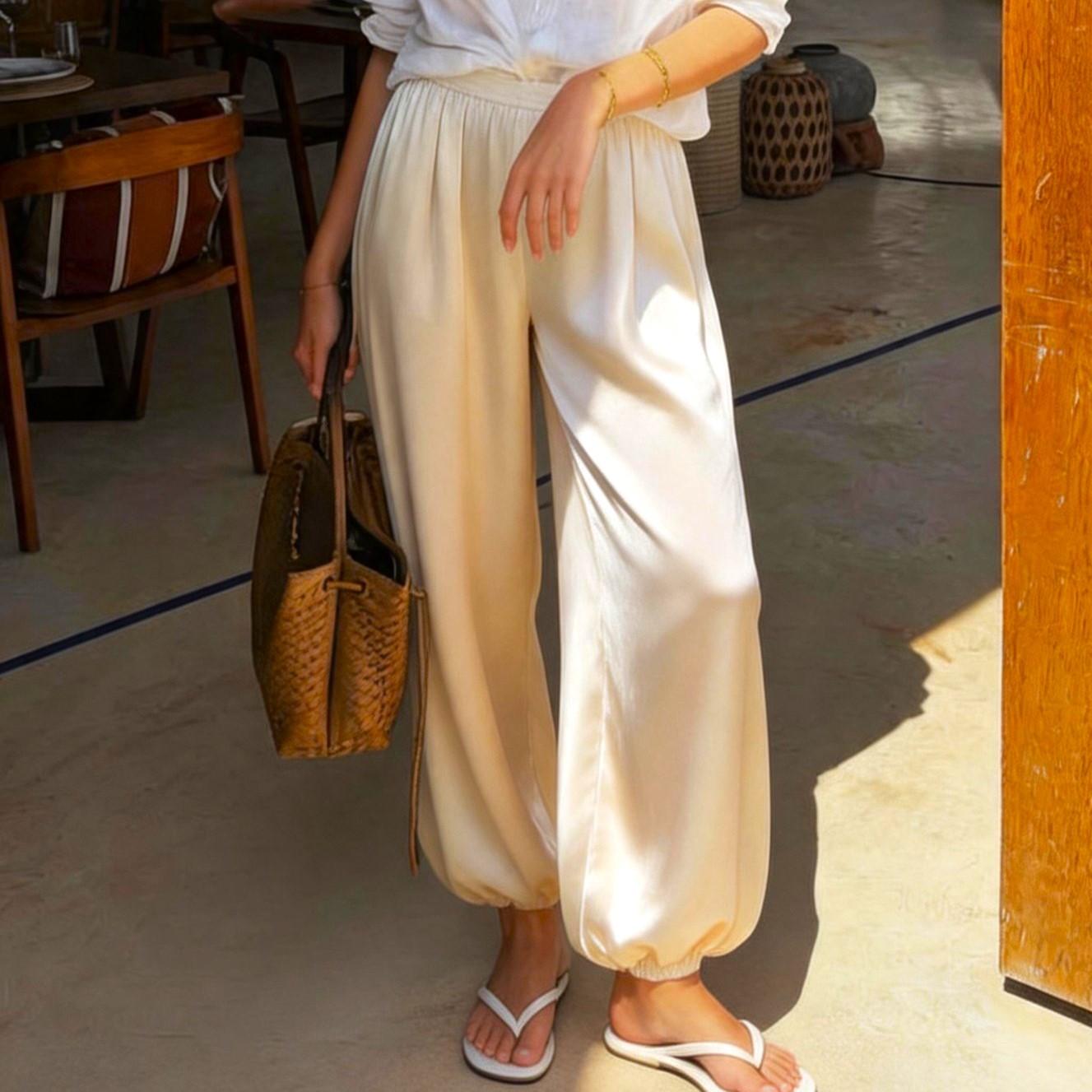 Low-rise Ankle-length Draping Trousers
