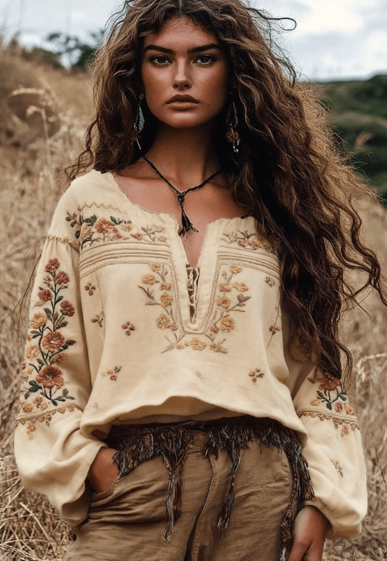 Women's Bohemian Retro Floral T-Shirt