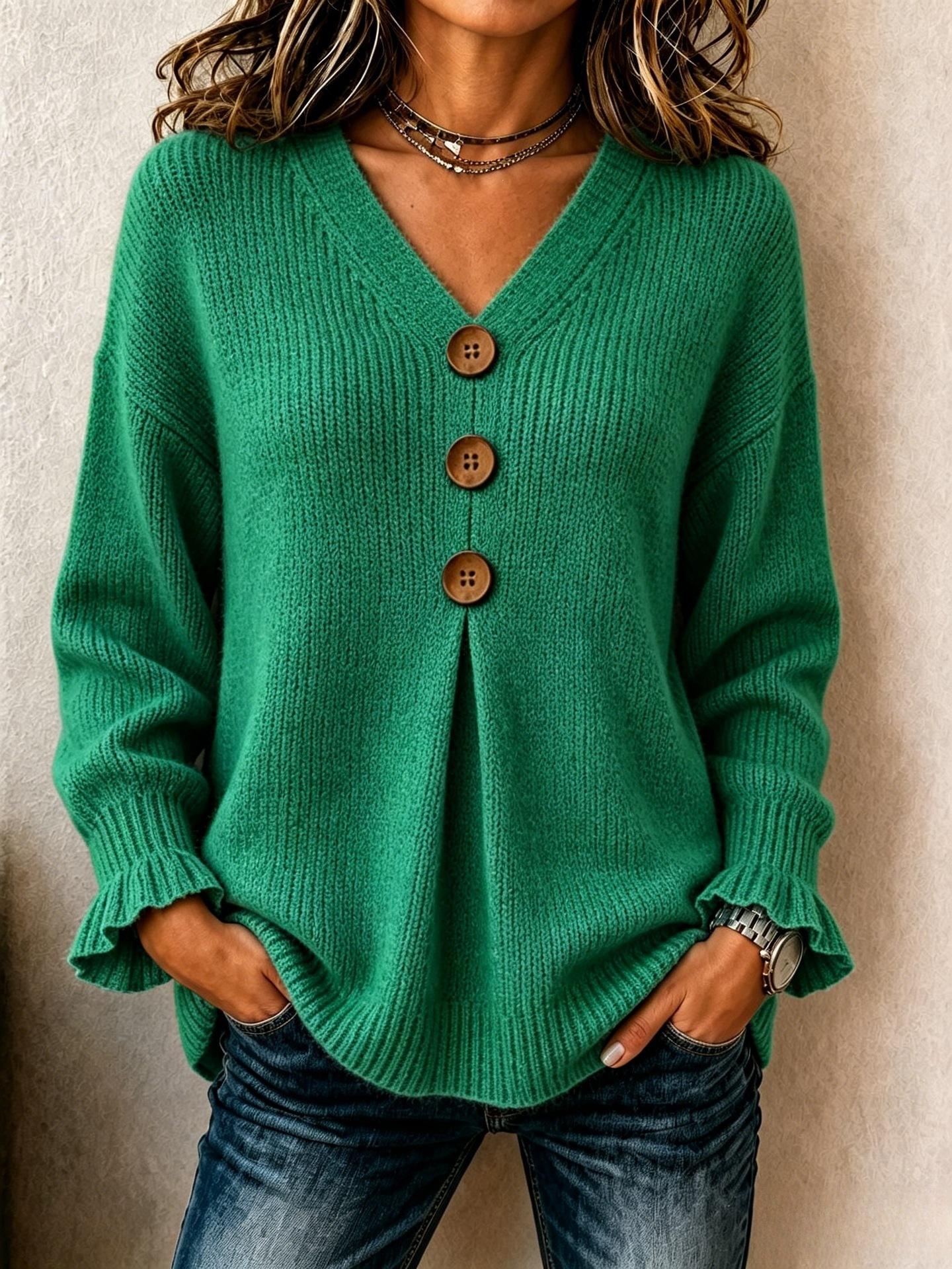 Womens New Sweater With Lace-trimmed Long Sleeves