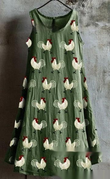 Women's Sleeveless Round Neck 3D Printed Dress