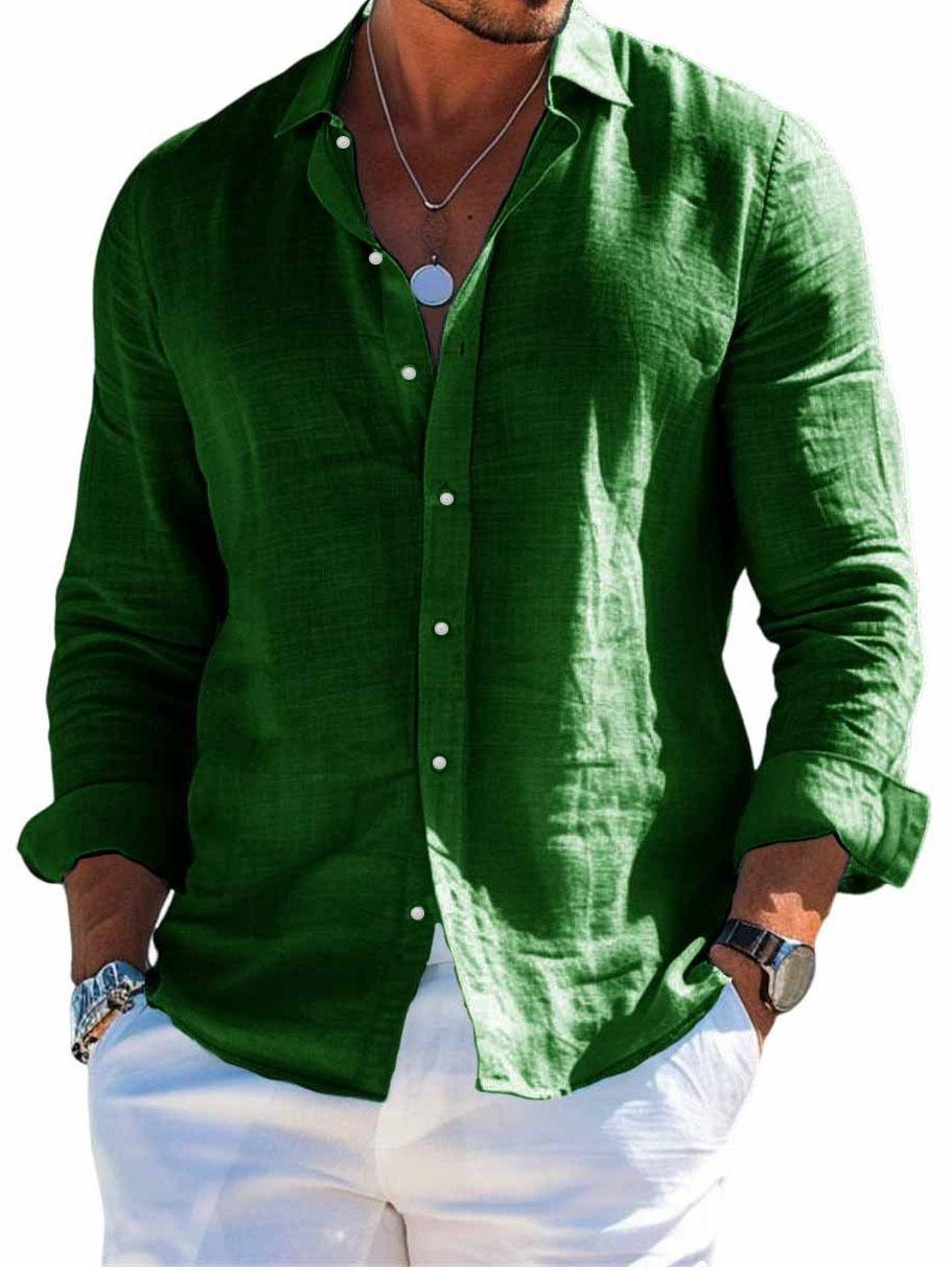 Hawaiian Lapel Long-sleeve Beach Shirt