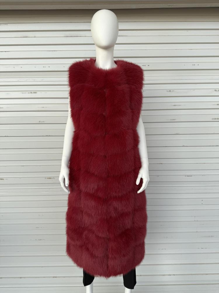 New Faux Fur Square Vest Extended Bread Block Vest Coat
