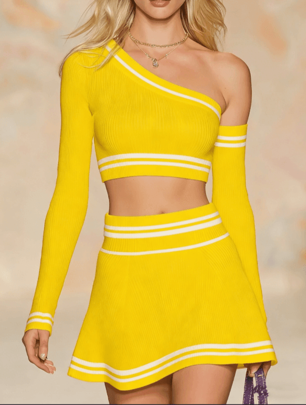 Spicy Girl Style Knitted Short Skirt Set
